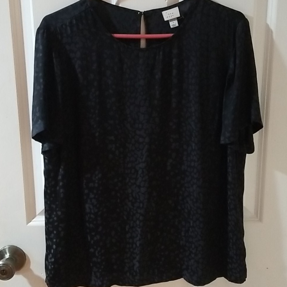 Silky Smooth a new day Black Short Sleeve Blouse